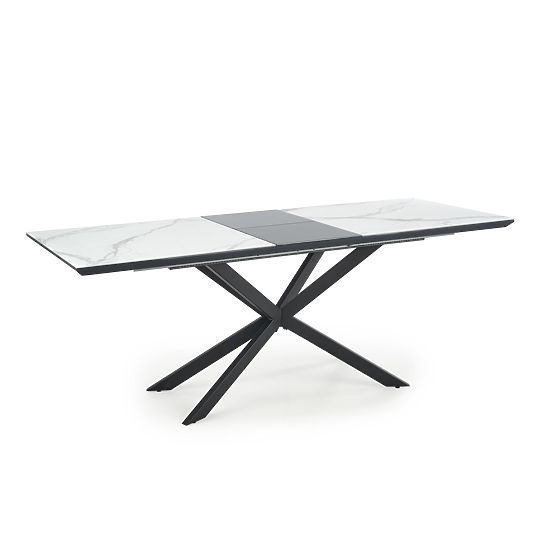 Tavolo allungabile DIESEL piano - marmo bianco / grigio scuro, gambe - nero (2p=1pz)