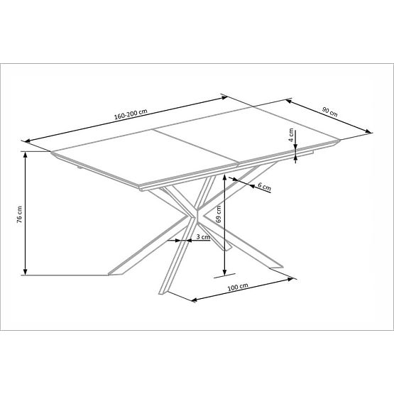 Tavolo allungabile DIESEL piano - marmo bianco / grigio scuro, gambe - nero (2p=1pz)
