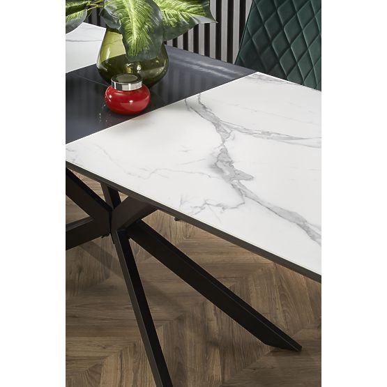 Tavolo allungabile DIESEL piano - marmo bianco / grigio scuro, gambe - nero (2p=1pz)