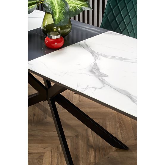 Tavolo allungabile DIESEL piano - marmo bianco / grigio scuro, gambe - nero (2p=1pz)