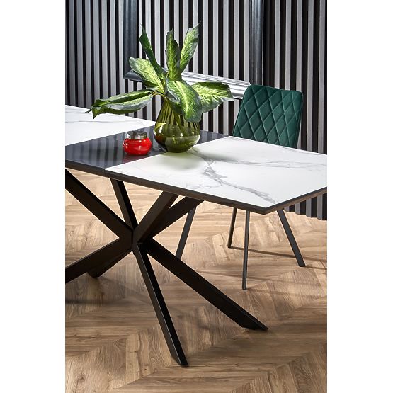Tavolo allungabile DIESEL piano - marmo bianco / grigio scuro, gambe - nero (2p=1pz)