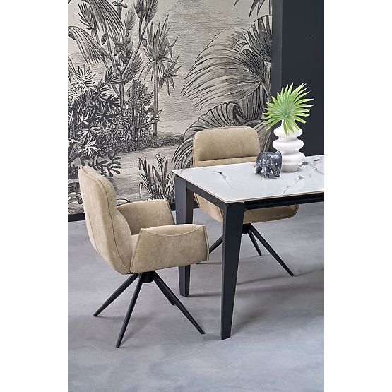 Tavolo allungabile FELIX, piano - marmo bianco, gambe - nero (2p=1ks)