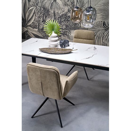 Tavolo allungabile FELIX, piano - marmo bianco, gambe - nero (2p=1ks)