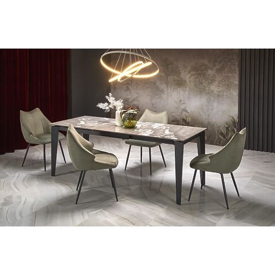 Tavolo allungabile FELIX, piano - marmo grigio, gambe - nero (2p=1ks)