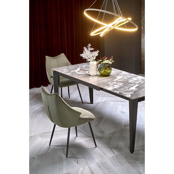 Tavolo allungabile FELIX, piano - marmo grigio, gambe - nero (2p=1ks)