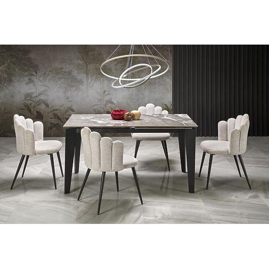 Tavolo allungabile FELIX, piano - marmo grigio, gambe - nero (2p=1ks)