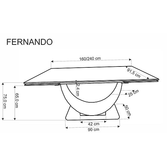 Tavolo allungabile FERNANDO, piano - marmo bianco, gambe - nere (3p=1ks)