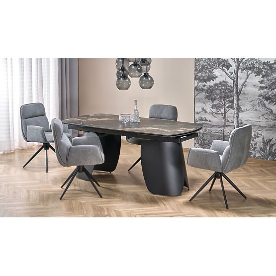 Tavolo allungabile FORUM, marmo nero / nero (3p=1ks)