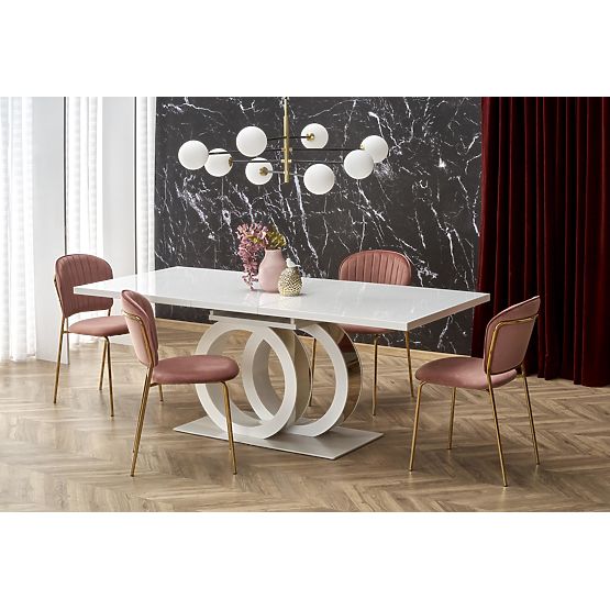 Tavolo allungabile GALARDO, bianco / oro (3p=1ks)