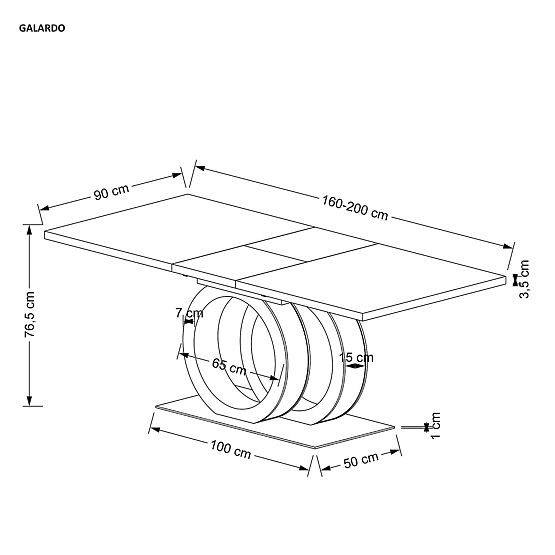 Tavolo allungabile GALARDO, bianco / oro (3p=1ks)