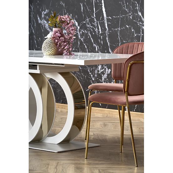 Tavolo allungabile GALARDO, bianco / oro (3p=1ks)
