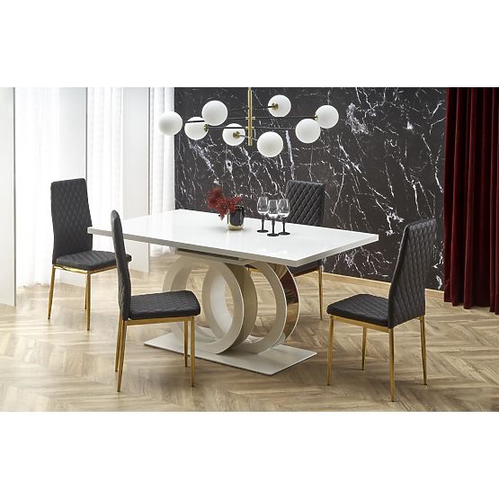 Tavolo allungabile GALARDO, bianco / oro (3p=1ks)