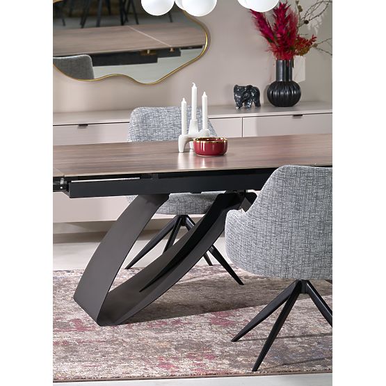 Tavolo allungabile HILARIO, piano - noce, gambe - nere (3p=1ks)