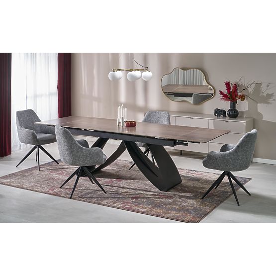 Tavolo allungabile HILARIO, piano - noce, gambe - nere (3p=1ks)