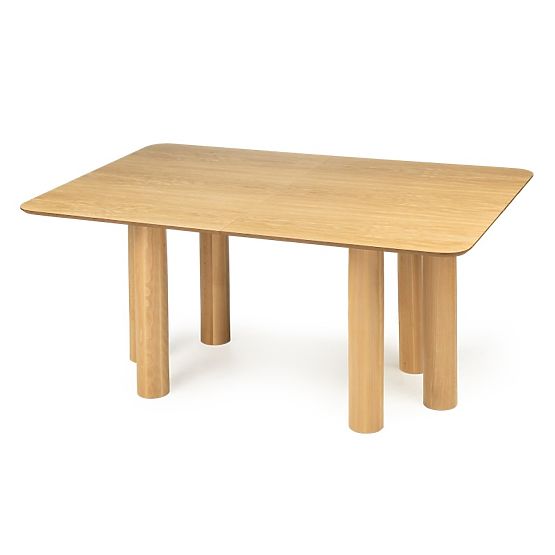 Tavolo allungabile Loa 140-200 cm, impiallacciatura di quercia, naturale, legno di faggio, arrotonda