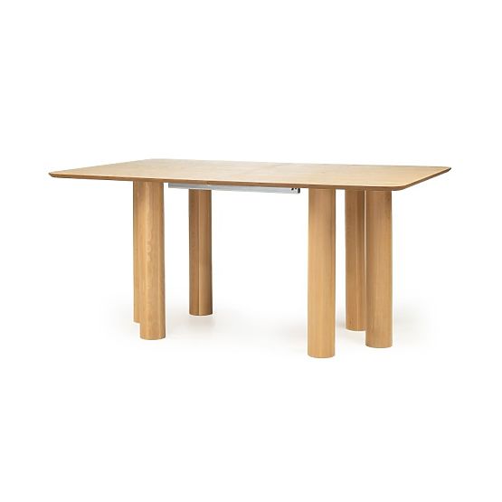 Tavolo allungabile Loa 140-200 cm, impiallacciatura di quercia, naturale, legno di faggio, arrotonda