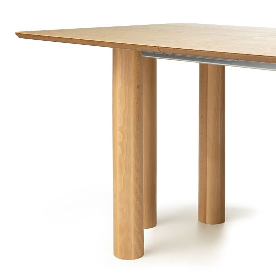 Tavolo allungabile Loa 140-200 cm, impiallacciatura di quercia, naturale, legno di faggio, arrotonda