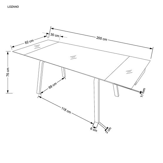 Tavolo allungabile LOZANO, marmo nero / noce (2p=1ks)