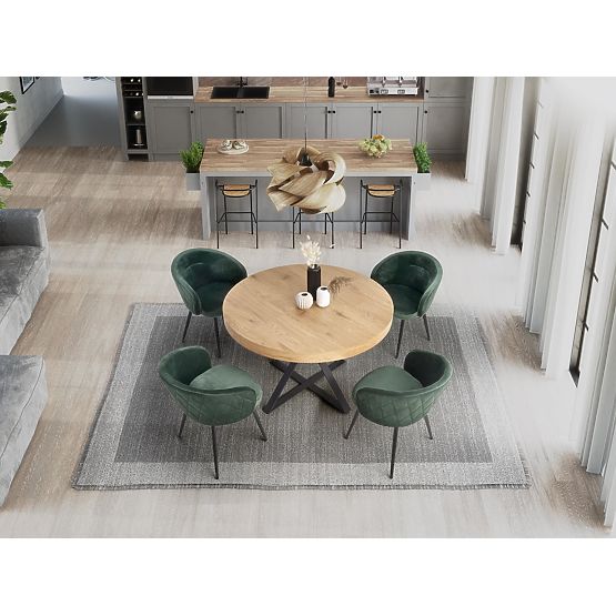 Tavolo allungabile MERCY, piano - rovere dorato, gambe - nere (2p=1ks)