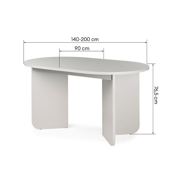 Tavolo allungabile Mou 140-200 cm, color cashmere, piano ovale