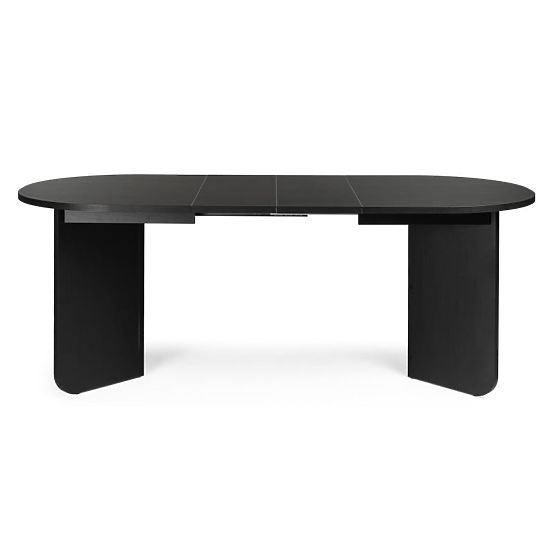 Tavolo allungabile Mou 140-200 cm, nero con struttura in legno, piano ovale