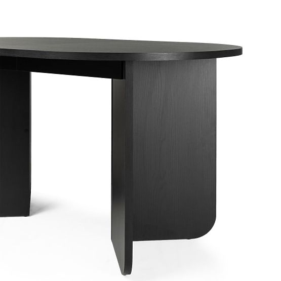 Tavolo allungabile Mou 140-200 cm, nero con struttura in legno, piano ovale