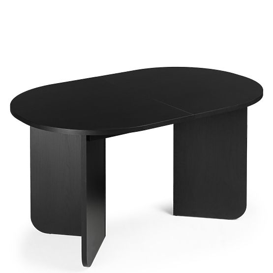 Tavolo allungabile Mou 140-200 cm, nero con struttura in legno, piano ovale
