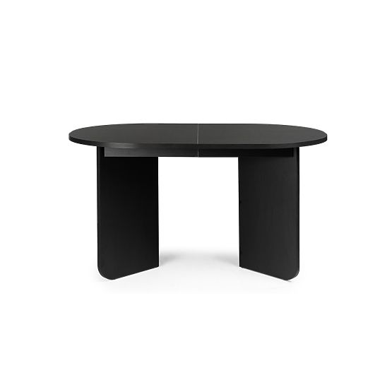 Tavolo allungabile Mou 140-200 cm, nero con struttura in legno, piano ovale