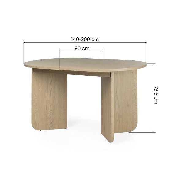 Tavolo allungabile Mou 140-200 cm, Rovere Cremona Torro, piano ovale
