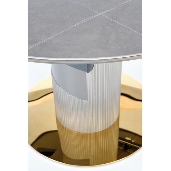 Tavolo allungabile MUSCAT piano - marmo grigio, gambe - grigio chiaro / oro