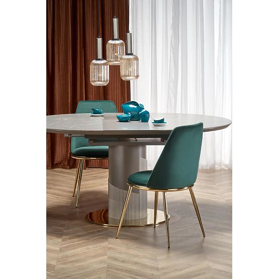 Tavolo allungabile MUSCAT piano - marmo grigio, gambe - grigio chiaro / oro