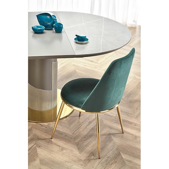 Tavolo allungabile MUSCAT piano - marmo grigio, gambe - grigio chiaro / oro