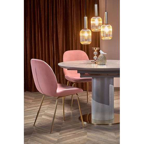 Tavolo allungabile MUSCAT piano - marmo grigio, gambe - grigio chiaro / oro