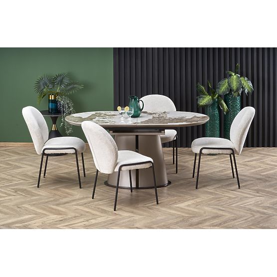 Tavolo estensibile ROBINSON, marmo beige / cappuccino / nero