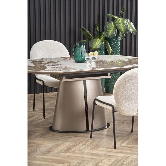 Tavolo estensibile ROBINSON, marmo beige / cappuccino / nero