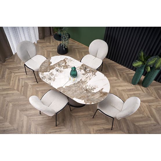 Tavolo estensibile ROBINSON, marmo beige / cappuccino / nero