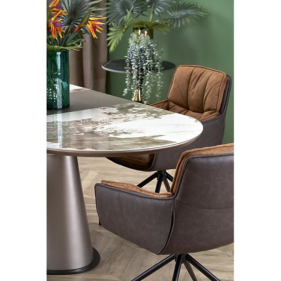 Tavolo estensibile ROBINSON, marmo beige / cappuccino / nero