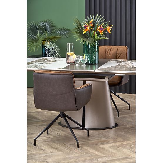Tavolo estensibile ROBINSON, marmo beige / cappuccino / nero