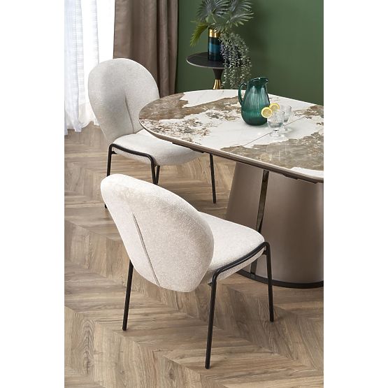 Tavolo estensibile ROBINSON, marmo beige / cappuccino / nero