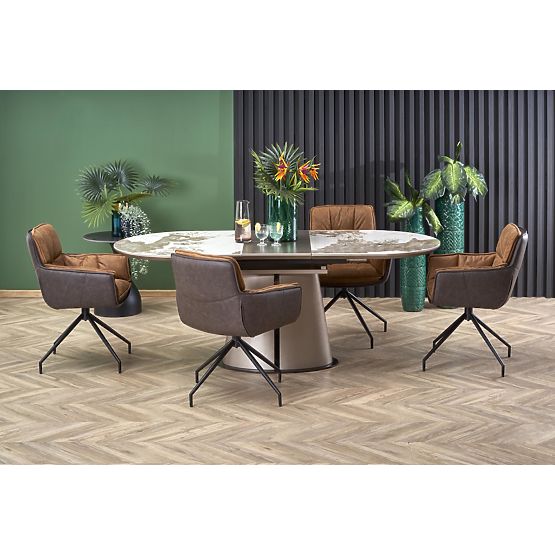 Tavolo estensibile ROBINSON, marmo beige / cappuccino / nero
