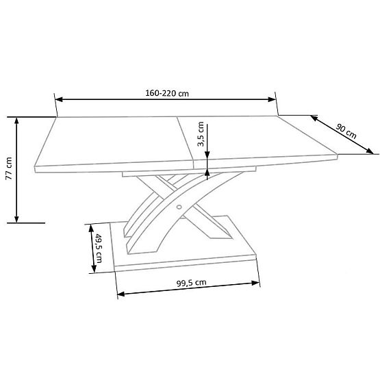 Tavolo allungabile SANDOR 3, piano - rovere dorato, gambe - rovere dorato / nero (3p=1ks)