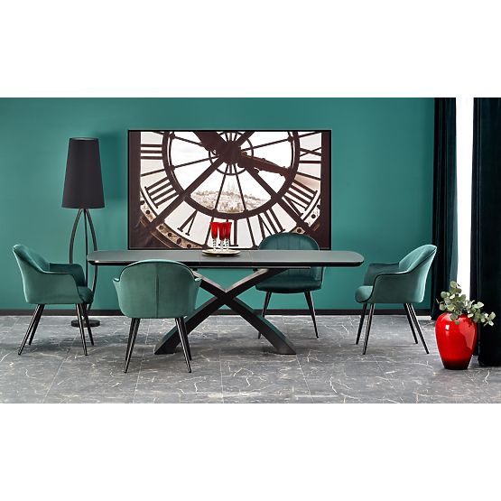 Tavolo estensibile SILVESTRO piano - grigio scuro, gambe - nero