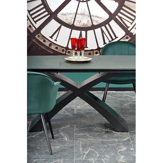 Tavolo estensibile SILVESTRO piano - grigio scuro, gambe - nero