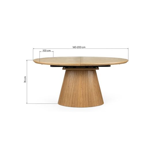 Tavolo allungabile Solan 160-200 cm, ovale, naturale