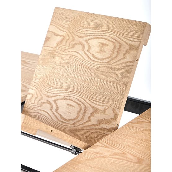 Tavolo allungabile VELDON, piano - rovere naturale, gambe - nere (2p=1ks)