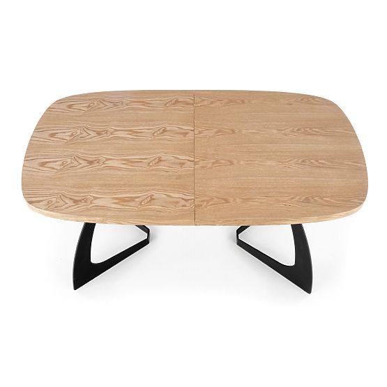 Tavolo allungabile VELDON, piano - rovere naturale, gambe - nere (2p=1ks)