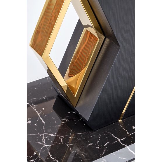 Tavolo allungabile VINCENZO piano: marmo bianco, gambe nere/oro (3p=1ks)