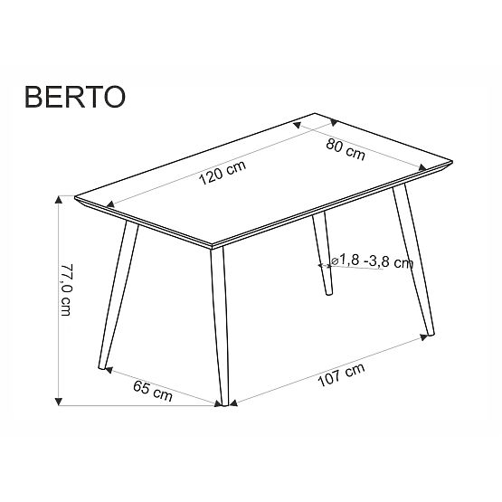 Tavolo BERTO piano - naturale, gambe - nero (2p=1ks)