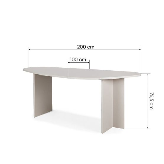 Tavolo con piano irregolare Zeva 200 cm, color cashmere