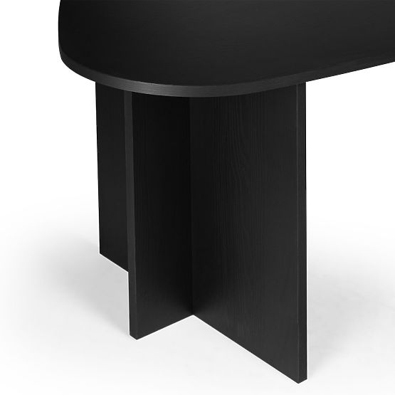 Tavolo con piano irregolare Zeva 200 cm, nero con struttura in legno